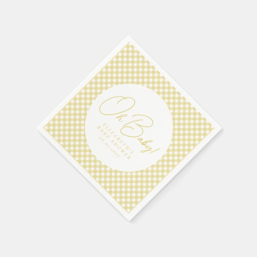 Serviette En Papier Mon bébé mignon jaune en vichy baby shower neutre (Coin)