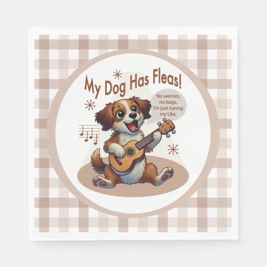 Serviette En Papier Mon Chien A Fleas Ukulele Tuning Chanson (Devant)