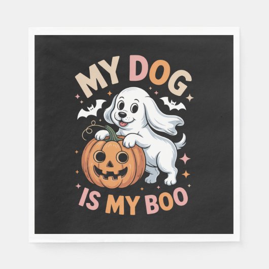 Serviette En Papier Mon chien est mon garçon Drôle Halloween (Devant)