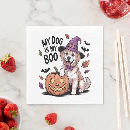 Serviette En Papier Mon chien est My Boo Halloween (En situation)