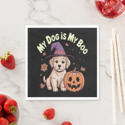Serviette En Papier Mon chien est My Boo Halloween (En situation)