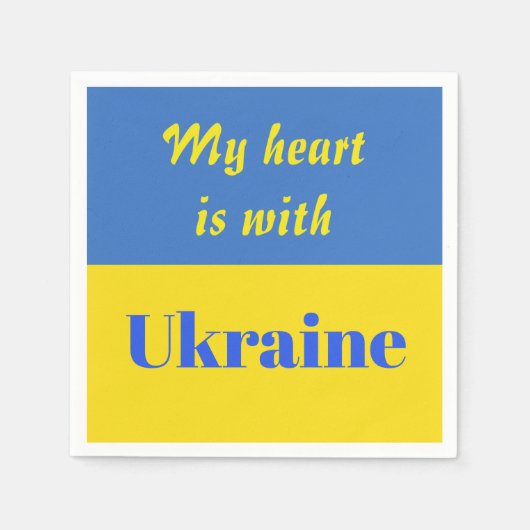 Serviette En Papier Mon coeur est avec l'Ukraine (Devant)