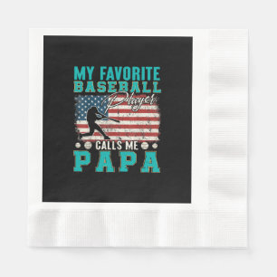 Serviette En Papier Mon Joueur de Baseball Favori M'appelle Papa Homme