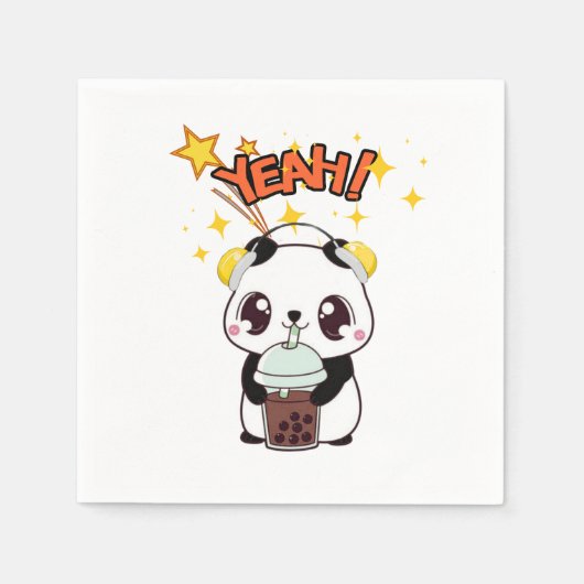 Serviette En Papier Mon Panda de Fête Mignon (Devant)