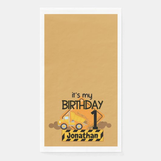 Serviette En Papier Mon premier Anniversaire Camion Papier d'invité se (Devant)