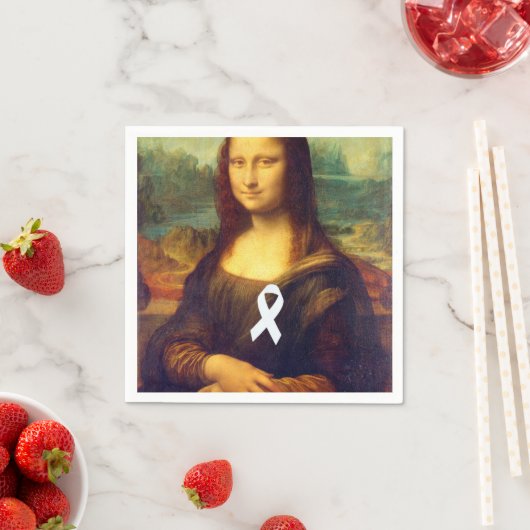 Serviette En Papier Mona Lisa Au Ruban Blanc (En situation)