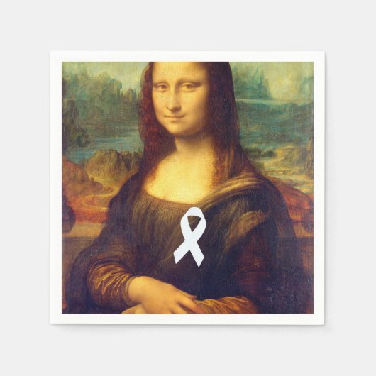 Serviette En Papier Mona Lisa Au Ruban Blanc (Devant)