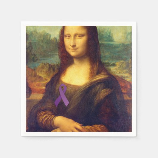Serviette En Papier Mona Lisa Au Ruban Violet (Devant)
