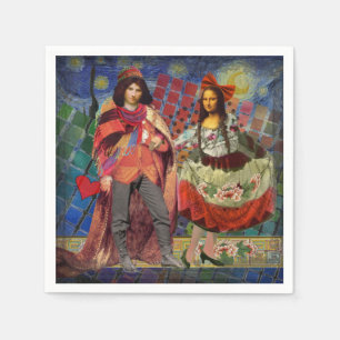Serviette En Papier Mona Lisa Romantique Drôle Coloré Travail d'art