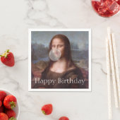 Serviette En Papier Mona Lisa soufflant la gomme Joyeux anniversaire (En situation)