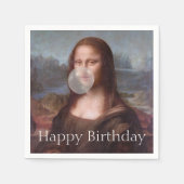Serviette En Papier Mona Lisa soufflant la gomme Joyeux anniversaire (Devant)