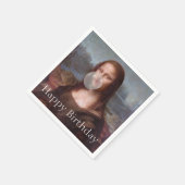 Serviette En Papier Mona Lisa soufflant la gomme Joyeux anniversaire (Coin)
