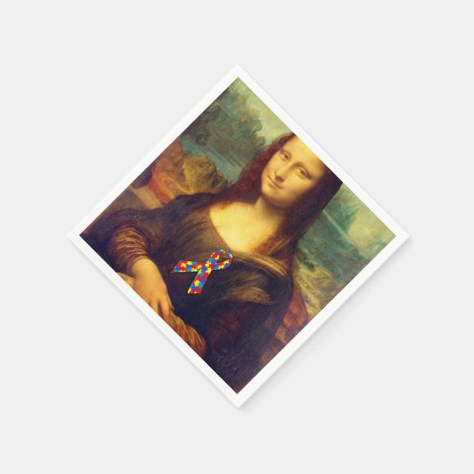 Serviette En Papier Mona Lisa With Puzzle (Coin)