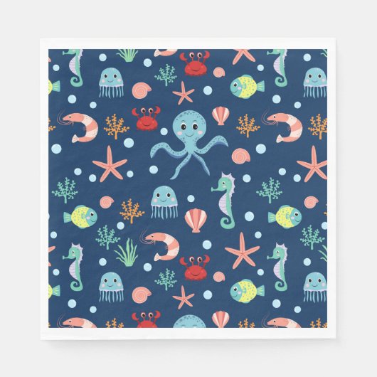 Serviette En Papier Monde marin (Devant)