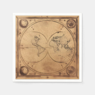 Serviette En Papier Monde Russe Vintage Globe