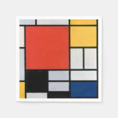 Serviette En Papier Mondrial Composition Rouge Jaune Bleu Noir (Devant)