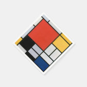 Serviette En Papier Mondrial Composition Rouge Jaune Bleu Noir (Coin)