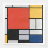 Serviette En Papier Mondrial Composition Rouge Jaune Bleu Noir (Devant)