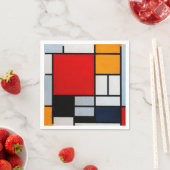 Serviette En Papier Mondrian - Composition avec grand plan rouge (En situation)