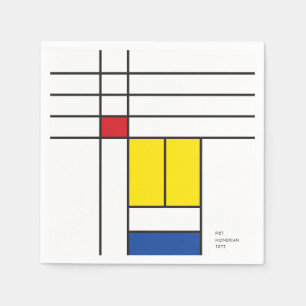 Serviette En Papier Mondrian II Design d'Art Moderne Minimaliste De St