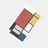 Serviette En Papier Mondrian Peinture Rouge Plane Jaune Noir Gris Bleu (Coin)