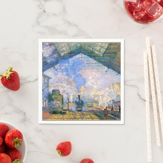 Serviette En Papier Monet - La gare Saint-Lazare, art (En situation)