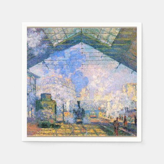 Serviette En Papier Monet - La gare Saint-Lazare, art (Devant)
