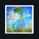 Serviette En Papier Monet Woman avec un parasol<br><div class="desc">Des serviettes de la femme de Claude Monet,  Camille,  tenant un parasol,  et leur fils,  Jean,  font une promenade dans un champ vert vif soufflé par le vent pendant une journée d’été. Un grand cadeau Monet pour les amateurs d'impressionnisme et d'art français.</div>