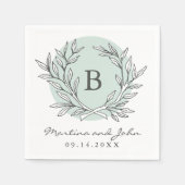 Serviette En Papier Monnaie Rustique Monogramme Wreath Paper Cocktail  (Devant)
