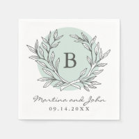 Monnaie Rustique Monogramme Wreath Paper Cocktail 