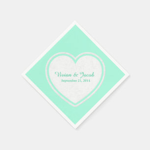 Serviette En Papier Monnaie tendance Vert et Blanc Personnalisé Mariag