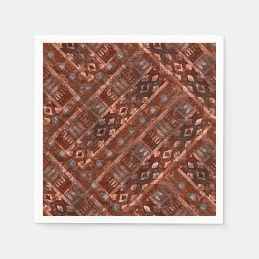 Serviette En Papier Monochrome beige brown ethnic pattern. (Devant)