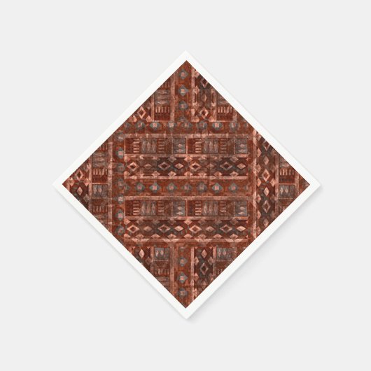 Serviette En Papier Monochrome beige brown ethnic pattern. (Coin)