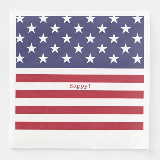 Serviette En Papier Monogram American USA Drapeau 4 juillet Personnali (Devant)