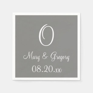 Serviette En Papier Monogram Battleship Grey Moderne Une couleur Naple