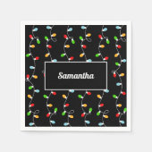 Serviette En Papier Monogram Black Christmas Lights (Devant)