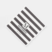 Serviette En Papier Monogram Blue Stripes Nom de famille Nautique (Coin)