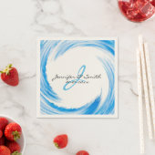 Serviette En Papier Monogram Blue Swirl Art Abstrait (En situation)