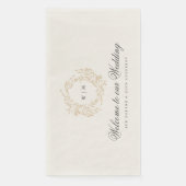 Serviette En Papier Monogram Blush Crest traditionnel Mariage élégant (Devant)