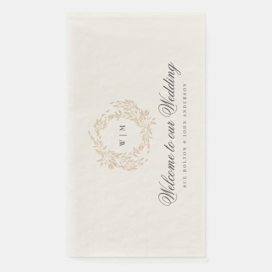 Serviette En Papier Monogram Blush Crest traditionnel Mariage élégant (Devant)