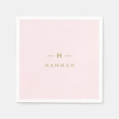 Serviette En Papier Monogram Blush | Elegant Gold Minimum (Devant)