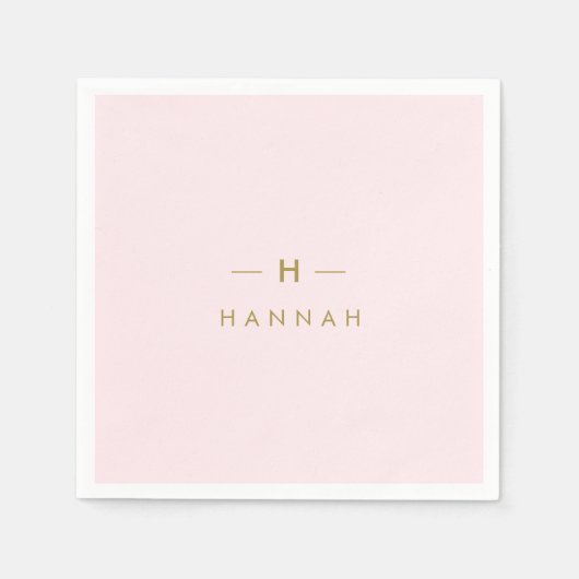 Serviette En Papier Monogram Blush | Elegant Gold Minimum (Devant)