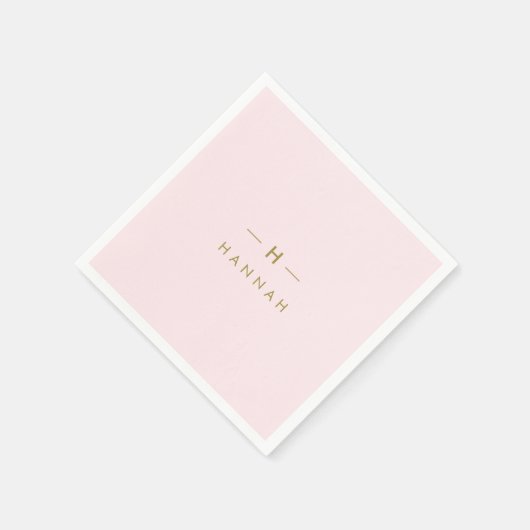 Serviette En Papier Monogram Blush | Elegant Gold Minimum (Coin)