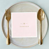 Serviette En Papier Monogram Blush | Elegant Gold Minimum