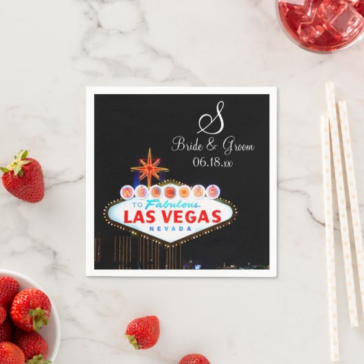 Serviette En Papier Monogram Bride Mariage de chambre Las Vegas Signal (En situation)