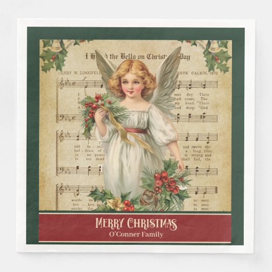 Serviette En Papier Monogram Christmas Napkins Elegant Angel Keepsake (Devant)
