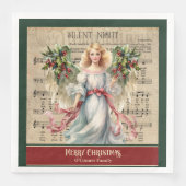 Serviette En Papier Monogram Christmas Napkins Retro Angel Celebration (Devant)