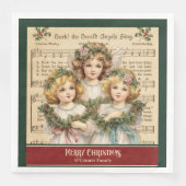 Serviette En Papier Monogram Christmas Napkins Retro Angel Vaisselle (Devant)