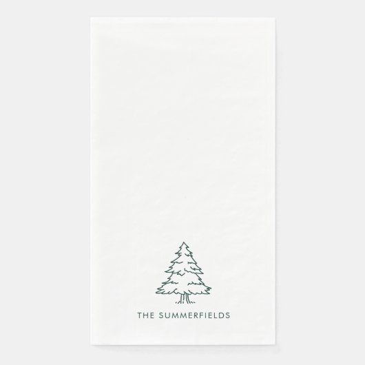 Serviette En Papier Monogram Christmas Pine Tree Holiday Family (Devant)