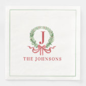 Serviette En Papier Monogram Christmas Wreath (Devant)